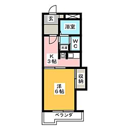サンシャインビル 1Kの間取図画像