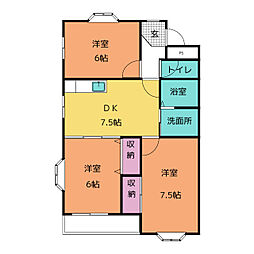ラコリーナデ天白 2階3DKの間取り