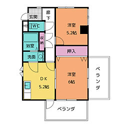 アビタマルフク 2DKの間取図画像