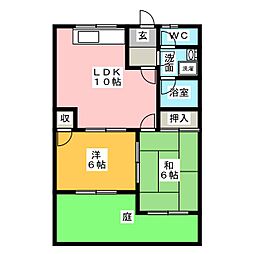 ムーニー室賀 2LDKの間取図画像