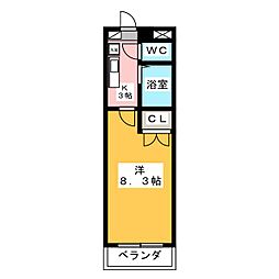 ウィング錦 1Kの間取図画像