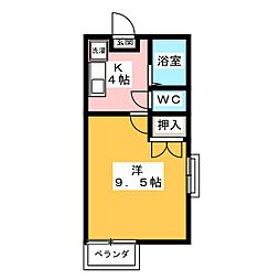光香ハイツ 1Kの間取図画像