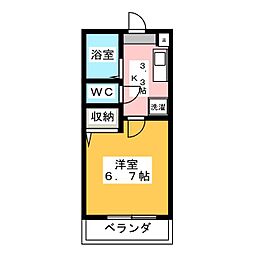 ジュネス横地A 1Kの間取図画像