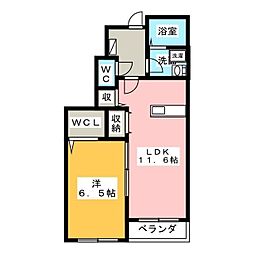 フェリース焼山 1LDKの間取図画像