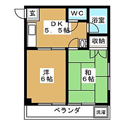 シャトー玉奈 2DKの間取図画像