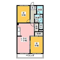 セントール原 2LDKの間取図画像