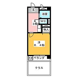 マンションセレクト1 1Kの間取図画像