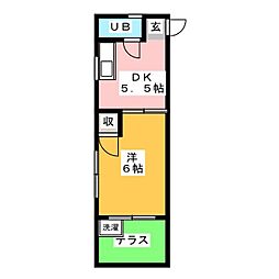 サンコーポ広瀬 1DKの間取図画像