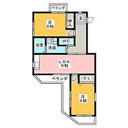 ピュア五反田 2LDKの間取図画像