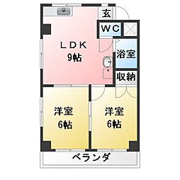 福井ハイツ 2LDKの間取図画像