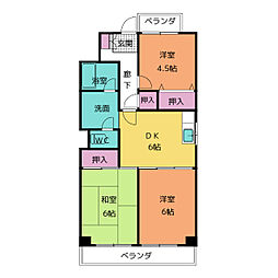 サンテラス近藤 3DKの間取図画像