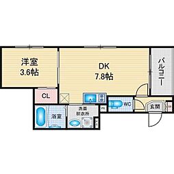 ハーモニーテラス平針I 1DKの間取図画像