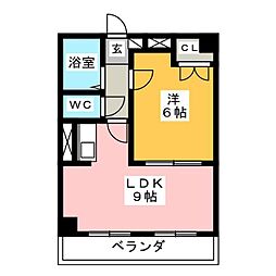 エスタ植田 1LDKの間取図画像