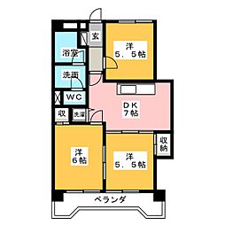 メープルコート 3DKの間取図画像