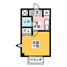 コーポソレイユ 1Kの間取図画像