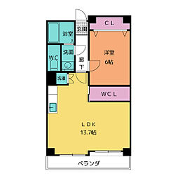 おがわビル 1LDKの間取図画像