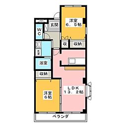 東ハイツ 2LDKの間取図画像