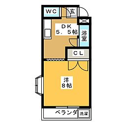 ハイム舞B 1DKの間取図画像