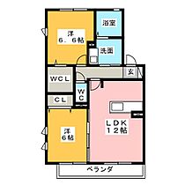 クオーレ  ｜ 愛知県一宮市大和町毛受字八法寺（賃貸アパート2LDK・2階・59.58㎡） その2