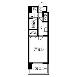 ＩＣＨＩＮＯＭＩＹＡ　ＲＩＳＥ 14階1Kの間取り