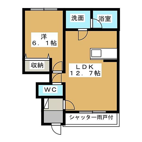 Smart Home II ｜愛知県一宮市浅井町大日比野字東屋敷(賃貸アパート1LDK・1階・42.59㎡)の写真 その2