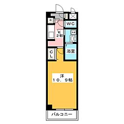 メリーファンタジー 2階1Kの間取り