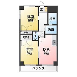 サン・シャトーユタカ 2DKの間取図画像