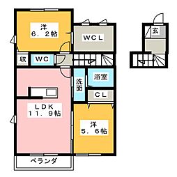 エスポワール 2LDKの間取図画像