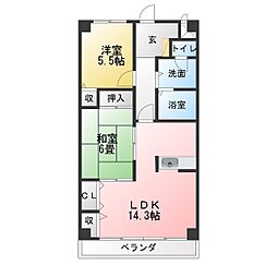 グランデージ藤山 2LDKの間取図画像