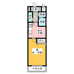 ウェーク・フォレスト・ブロンド 1DKの間取図画像