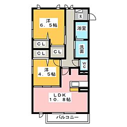 レトアパストラル 2LDKの間取図画像