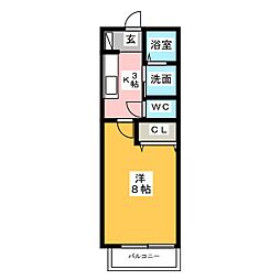 パストラル・神山 1Kの間取図画像