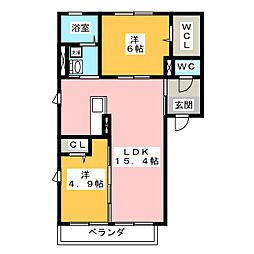 セルフィーユ 2LDKの間取図画像