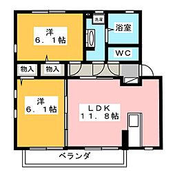 カトレア 2LDKの間取図画像