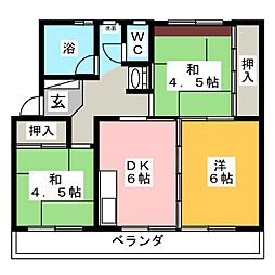 ハイツ愛宕 3DKの間取図画像
