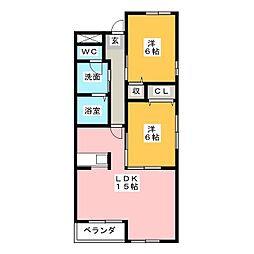 ダイアヒルズ住吉2 2LDKの間取図画像