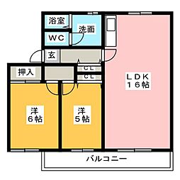 フィレンツェ一宮北 2LDKの間取図画像