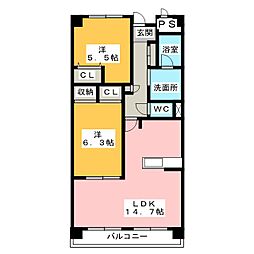 ルーヴェンブルン 2LDKの間取図画像