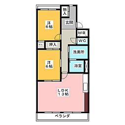 ワイズタウン北館 2LDKの間取図画像