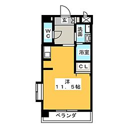 ブロンメゾン平和 ワンルームの間取図画像