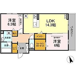 シングレイス 2LDKの間取図画像