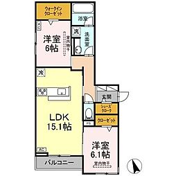 シングレイス 2LDKの間取図画像