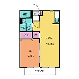 パストラール 1LDKの間取図画像