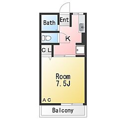 シティハイムセルティア 1Kの間取図画像