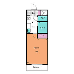 A・City岡崎矢作 1Kの間取図画像
