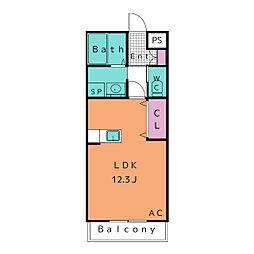 グランデージ14 ワンルームの間取図画像