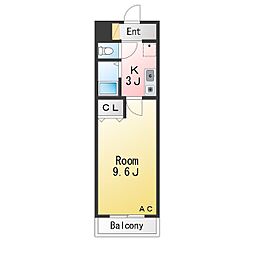 A・City岡崎朝日町 1Kの間取図画像