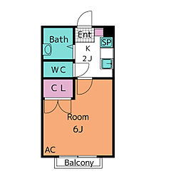 アイリス・M 1Kの間取図画像