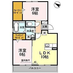 プリーズ錦 2LDKの間取図画像