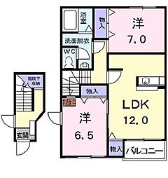 ラフォーレ 2LDKの間取図画像